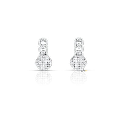 Shimmering Orb Drop Earrings - BRILLIANCE 576 feature synthetic diamond cubic zirconia set in platinum-plated environmental copper