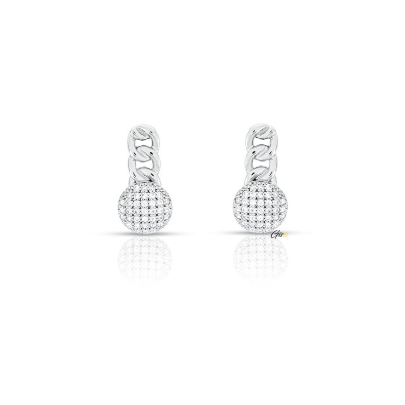 Shimmering Orb Drop Earrings - BRILLIANCE 576 feature synthetic diamond cubic zirconia set in platinum-plated environmental copper