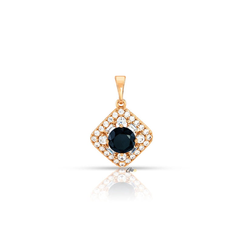 Black Diamond Shine Pendant - ELEGANT 81 features a synthetic black diamond, surrounded by sparkling clear stones