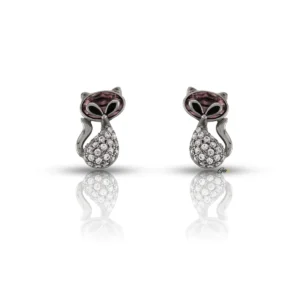 boucles d'oreilles qui ressemblent à un renard imitent l'éclat des diamants roses