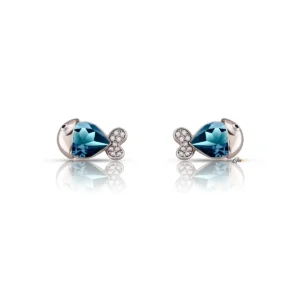 Gisoo Jewels Bijoux Boucles d'oreilles Clous d’oreilles fabriquées en or blanc argenté et ornées de cristaux bleus saphir