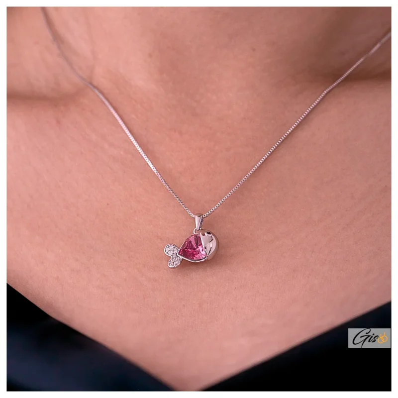 Gisoo Jewels Bijoux Collier Poisson Éclatant, orné d'un cristal rose