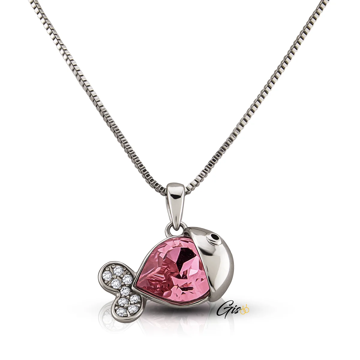 Collier Poisson Éclatant, orné d'un cristal rose