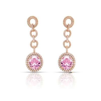 Gisoo Jewels Bijoux Pendants d'oreilles en or 18 carats, sertis de magnifiques diamants roses CZ