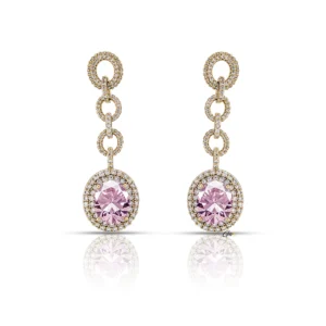 Pendants d'oreilles en or 18 carats, sertis de magnifiques diamants roses CZ