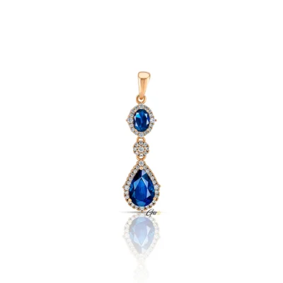 Gisoo Jewels Bijoux Suisses Pendentif Éclat Saphir – ÉLÉGANCE 82, orné de deux saphirs bleus