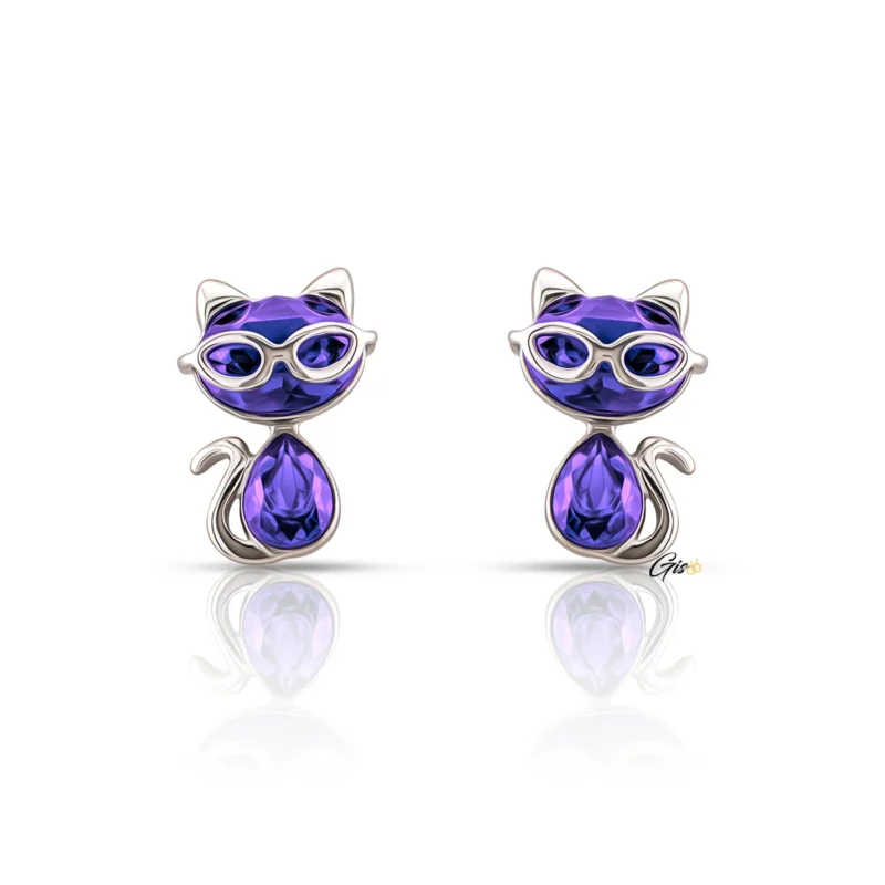 Gisoo Jewels Bijoux Suisses Boucles d'oreilles Chat Stylé – CRISTAL 664